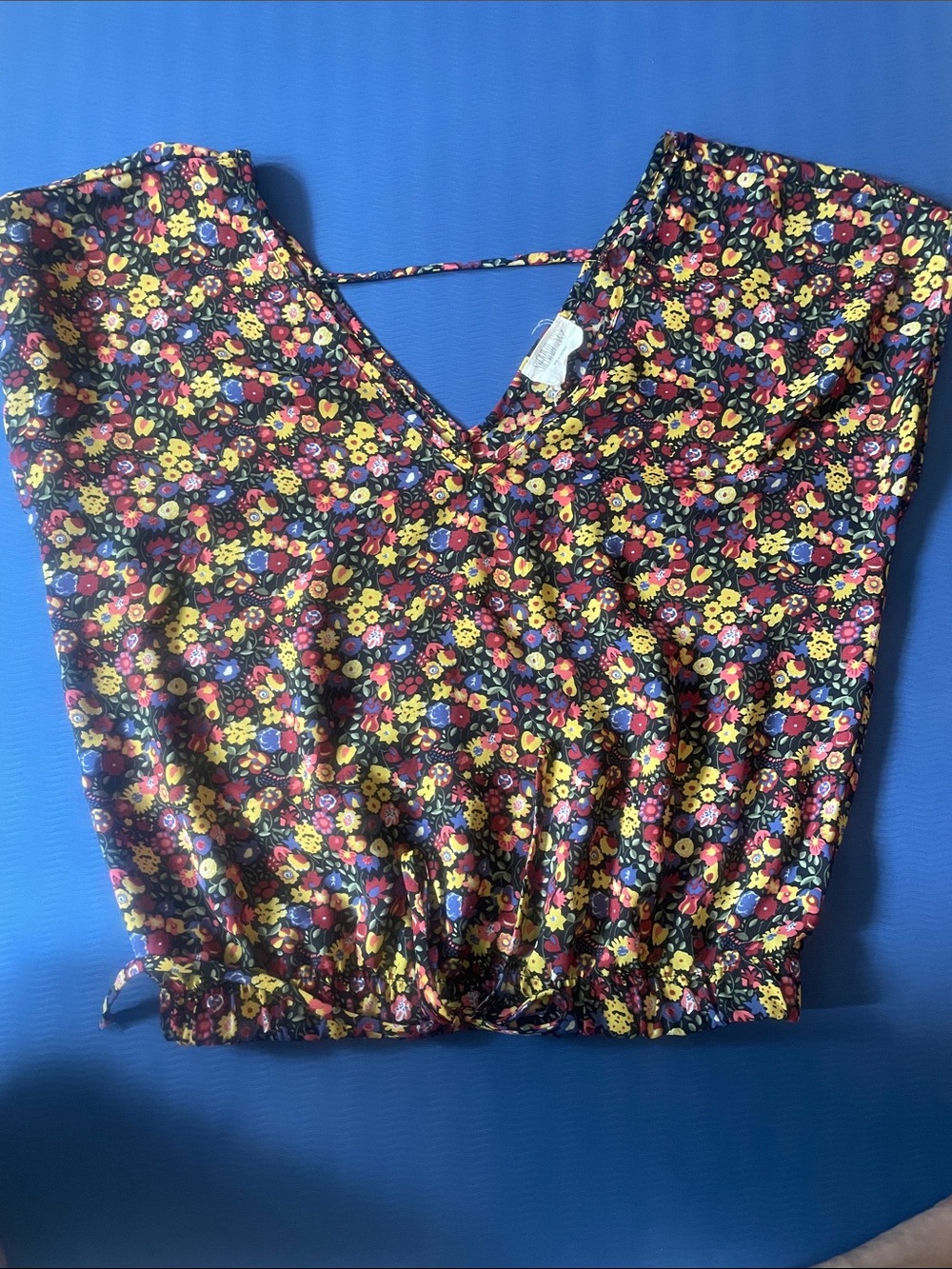 Sienna Sky Black Floral V-Neck Cropped Blouse